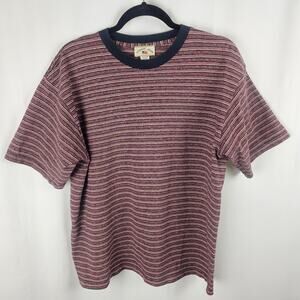 County Seat Vintage 80s USA Knit Stripe Tee Shirt Women's Medium Cotton